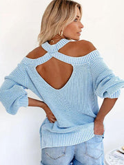 Women's plus size sexy off-shoulder sweater knitted sweater - 808Lush