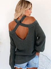 Women's plus size sexy off-shoulder sweater knitted sweater - 808Lush