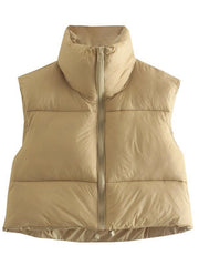 Women's quilted zipper stand collar vest jacket - 808Lush