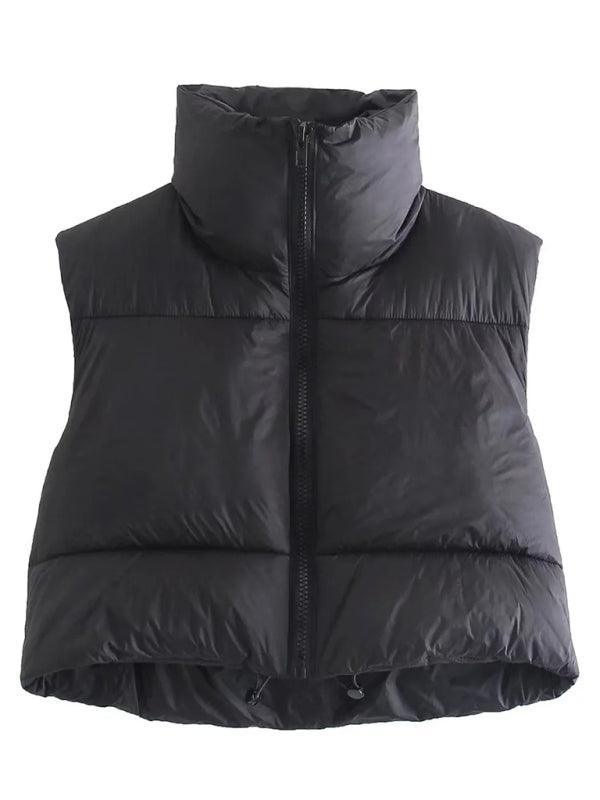 Women's quilted zipper stand collar vest jacket - 808Lush