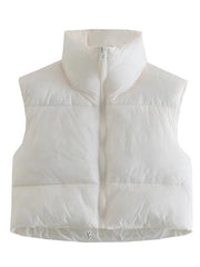 Women's quilted zipper stand collar vest jacket - 808Lush