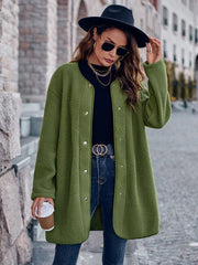 Women's round neck single breasted long sleeve coat - 808Lush