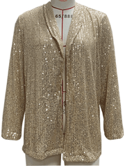 Women's sequined long-sleeved mid-length lapel blazer - 808Lush