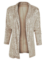 Women's sequined long-sleeved mid-length lapel blazer - 808Lush