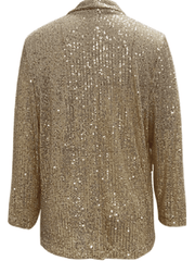 Women's sequined long-sleeved mid-length lapel blazer - 808Lush