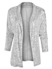 Women's sequined long-sleeved mid-length lapel blazer - 808Lush