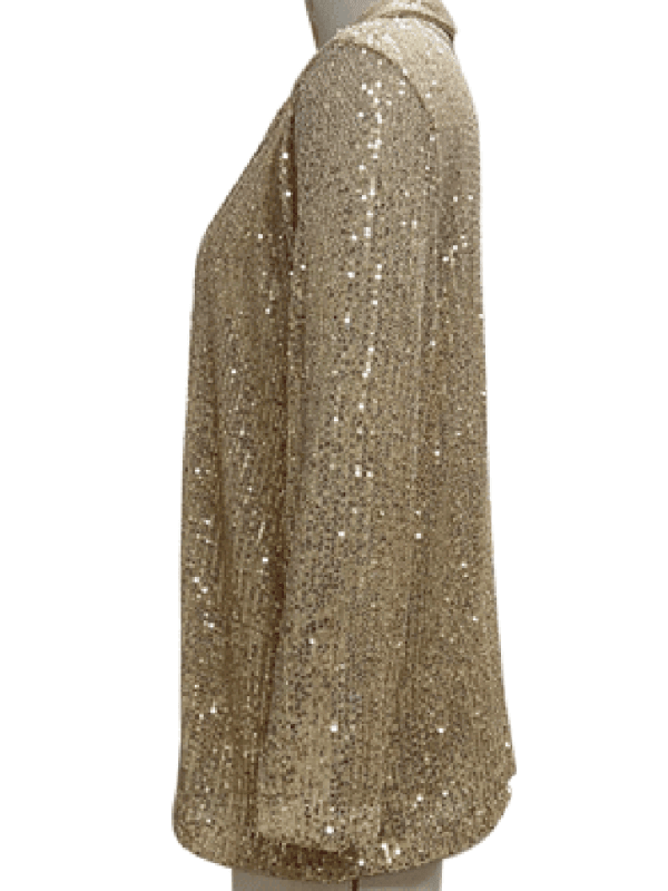 Women's sequined long-sleeved mid-length lapel blazer - 808Lush