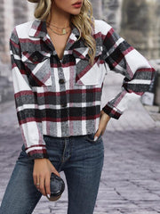 Women's short casual plaid button coat - 808Lush