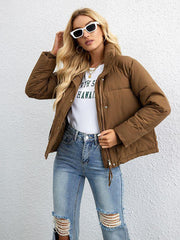 Women's short simple stand collar down jacket - 808Lush