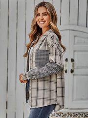 Women's single breasted Plaid stitched shirt - 808Lush