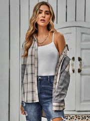 Women's single breasted Plaid stitched shirt - 808Lush