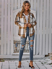 Women's single breasted casual plaid belt jacket - 808Lush