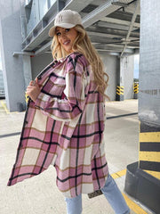 Women's single-breasted plaid long-sleeved jacket - 808Lush