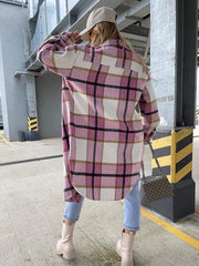 Women's single-breasted plaid long-sleeved jacket - 808Lush