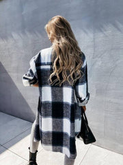 Women's single-breasted plaid long-sleeved jacket - 808Lush