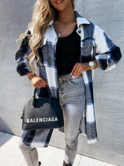 Women's single-breasted plaid long-sleeved jacket - 808Lush