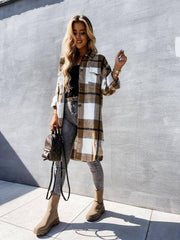 Women's single-breasted plaid long-sleeved jacket - 808Lush