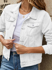 Women's slim lapel regular denim jacket - 808Lush