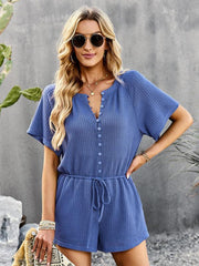 Women's solid color jumpsuit casual home shorts - 808Lush