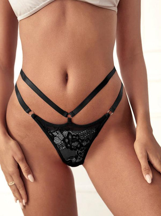 Women's solid color lace low-rise sexy panties - 808Lush