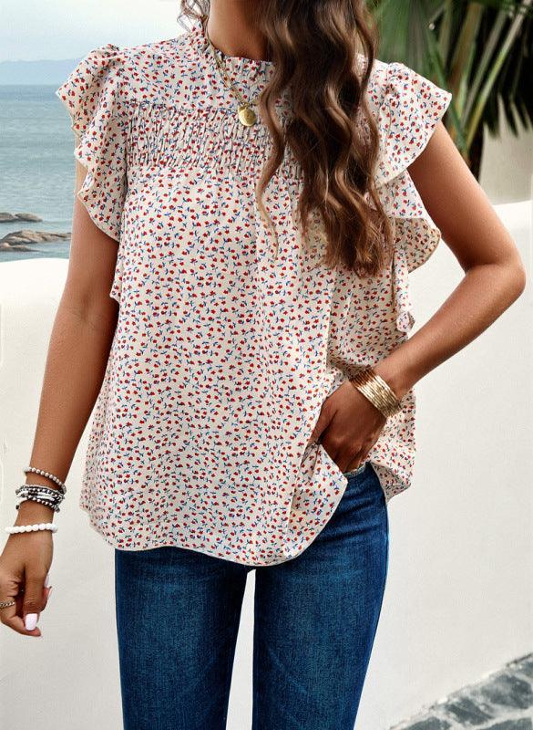 Women's spring and summer foreign trade temperament casual printed blouse - 808Lush