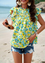 Women's spring and summer foreign trade temperament casual printed blouse - 808Lush