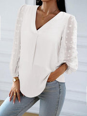 Women's temperament commuting long-sleeved v-neck shirt - 808Lush