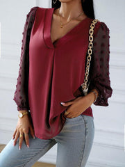 Women's temperament commuting long-sleeved v-neck shirt - 808Lush