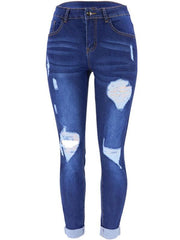 Women's trendy fashion ripped washed jeans - 808Lush