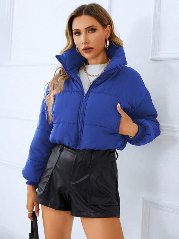 Women's warm stand collar zipper quilted jacket - 808Lush