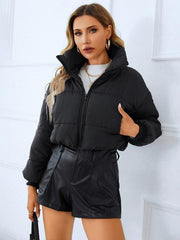 Women's warm stand collar zipper quilted jacket - 808Lush