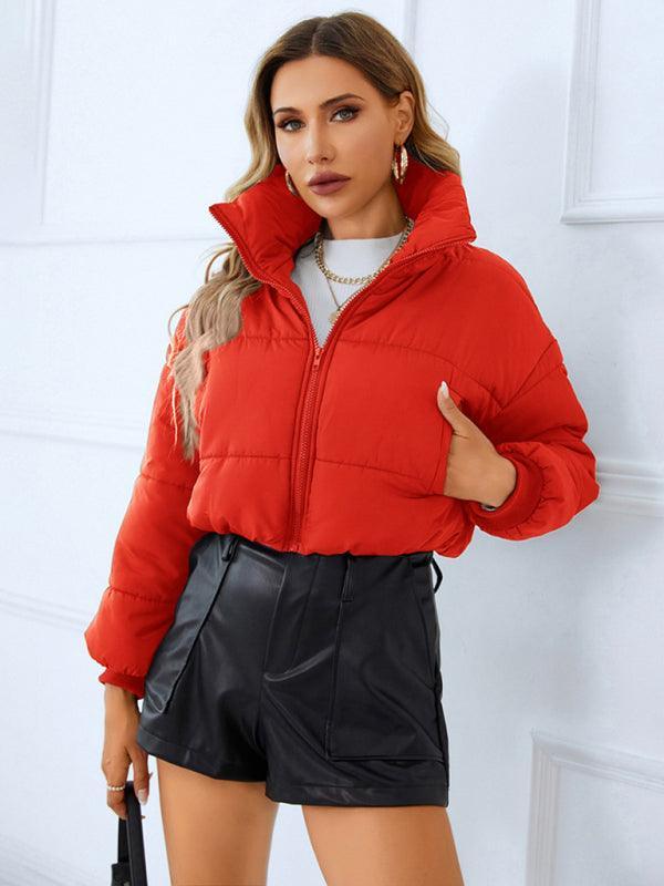 Women's warm stand collar zipper quilted jacket - 808Lush