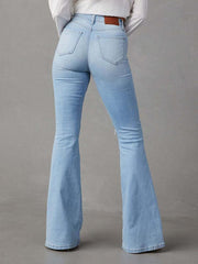 Women's washed ripped high-waisted denim wide-leg trousers - 808Lush