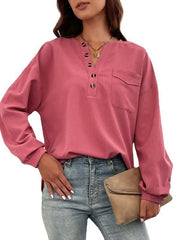 Women's woven half cardigan long-sleeved casual shirt - 808Lush