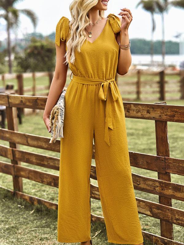 Women's woven temperament commuting waist slimming sleeveless jumpsuit - 808Lush