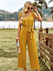 Women's woven temperament commuting waist slimming sleeveless jumpsuit - 808Lush