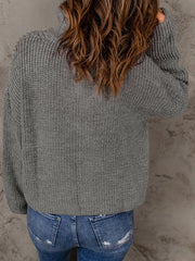 Women's zippered loose turtleneck long sleeve pullover sweater - 808Lush