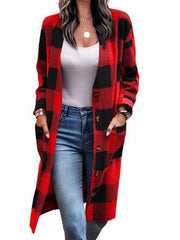 Women'sCasual Check Print Pocket Jacket - 808Lush