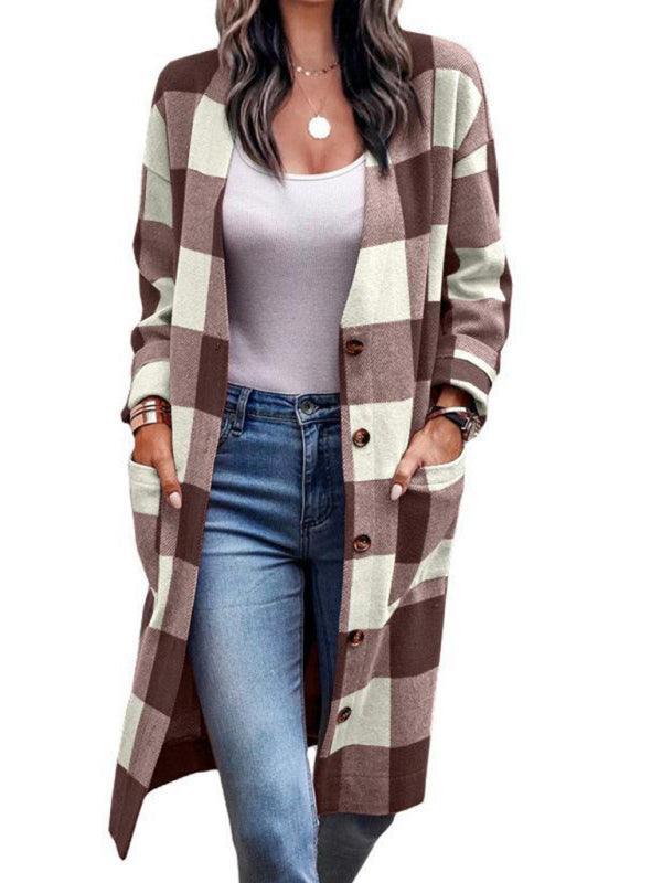 Women'sCasual Check Print Pocket Jacket - 808Lush