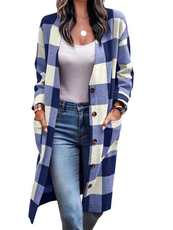 Women'sCasual Check Print Pocket Jacket - 808Lush