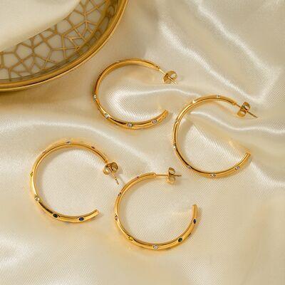 Zircon 18K Gold-Plated C-Hoop Earrings - 808Lush