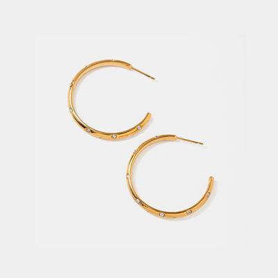 Zircon 18K Gold-Plated C-Hoop Earrings - 808Lush