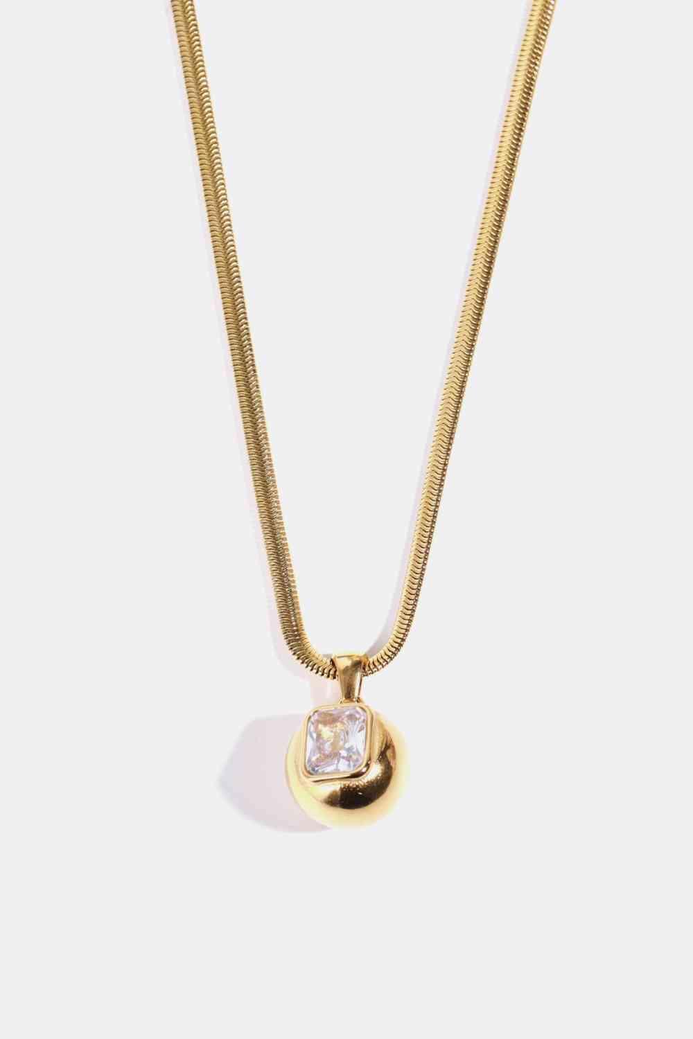 Zircon 18K Gold-Plated Geometrical Shape Pendant Necklace - 808Lush