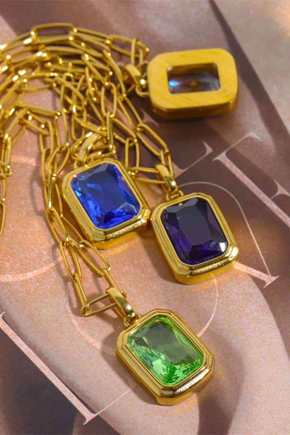 Zircon 18K Gold-Plated Geometrical Shape Pendant Necklace - 808Lush