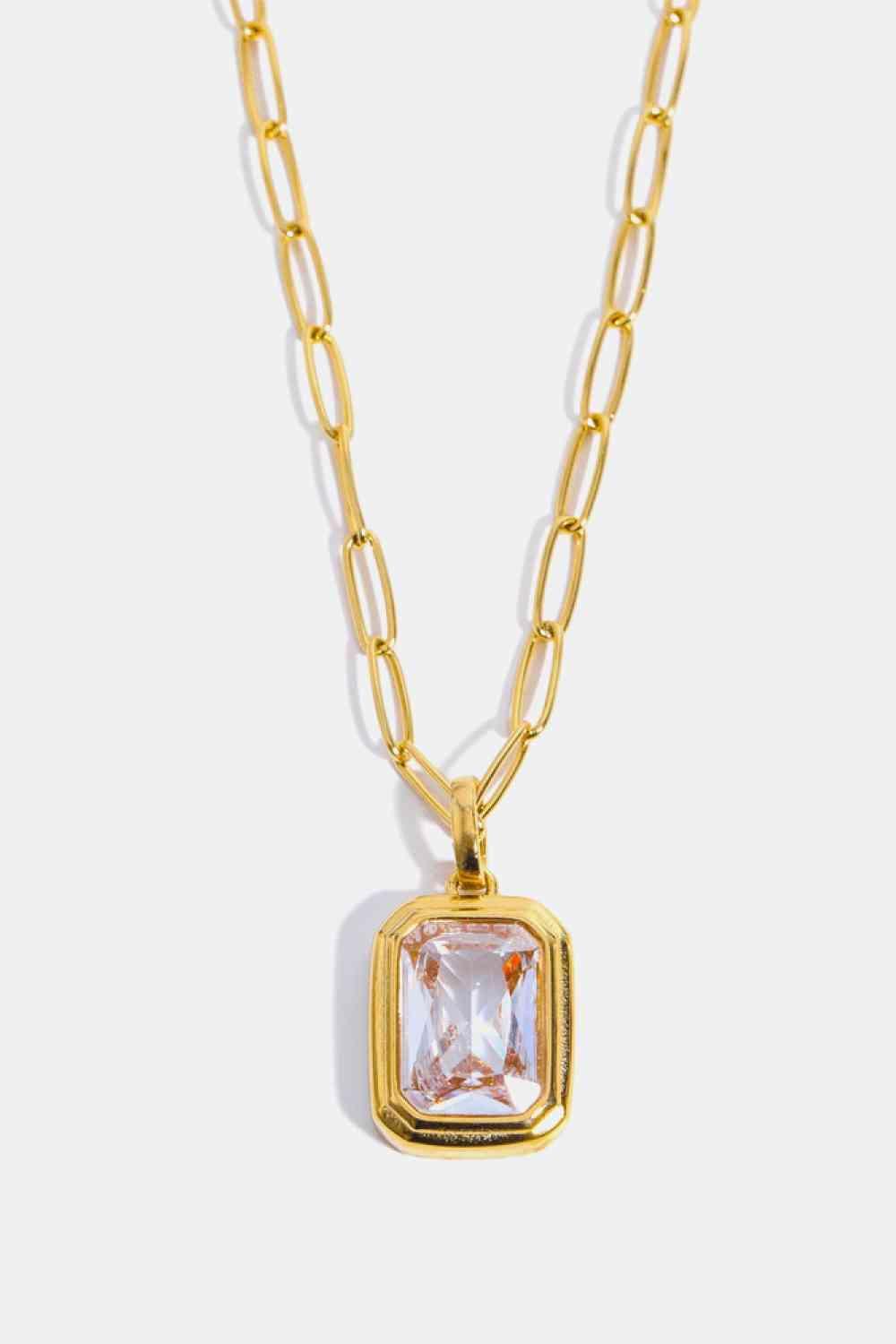 Zircon 18K Gold-Plated Geometrical Shape Pendant Necklace - 808Lush