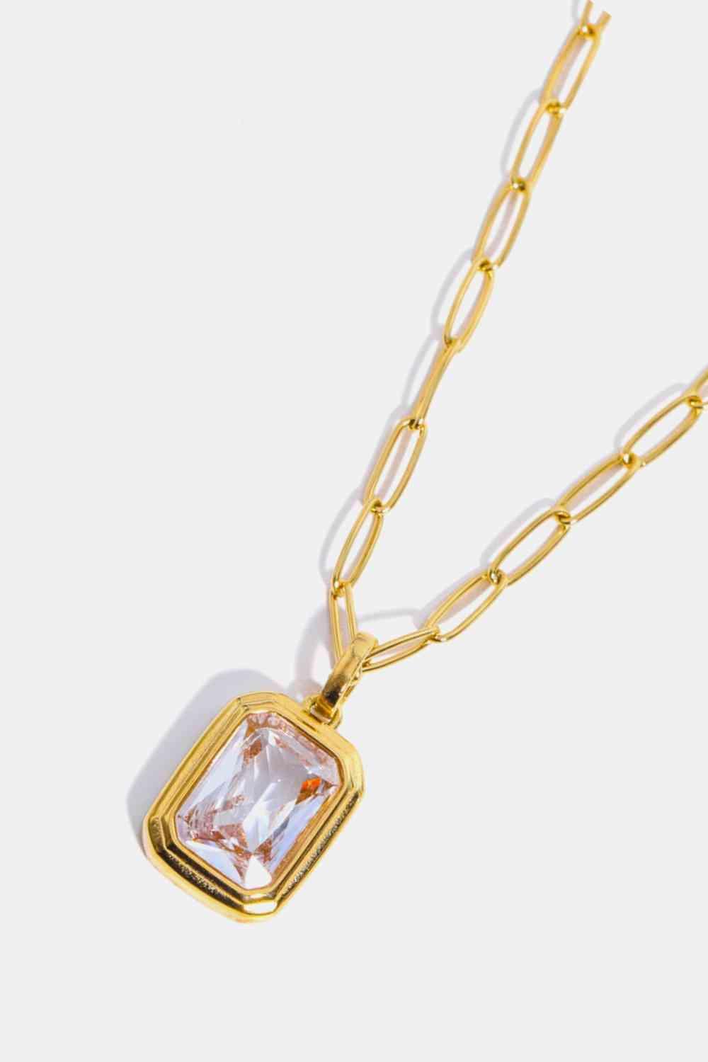 Zircon 18K Gold-Plated Geometrical Shape Pendant Necklace - 808Lush