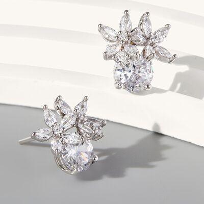 Zircon 925 Sterling Silver Flower Stud Earrings - 808Lush