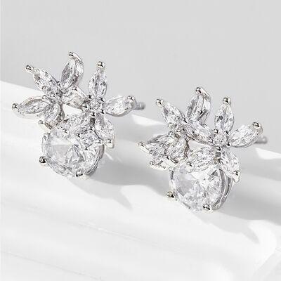 Zircon 925 Sterling Silver Flower Stud Earrings - 808Lush