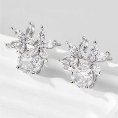 Zircon 925 Sterling Silver Flower Stud Earrings - 808Lush