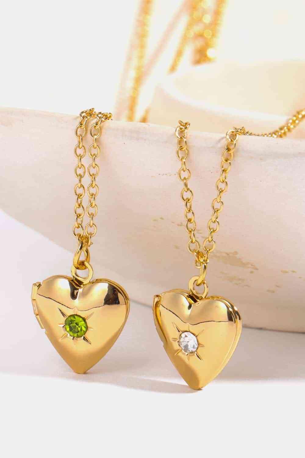 Zircon Heart Shape 14K Gold-Plated Pendant Necklace - 808Lush